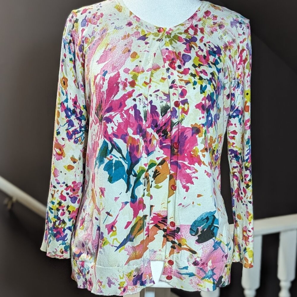 Cable & Gauge Brightly colored Cardigan Sweater set, size S